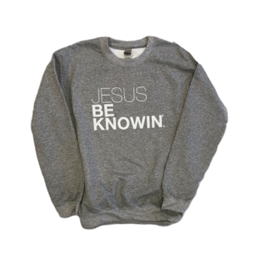 Jesus Be Knowin' | Heather Grey + White Sweatshirt