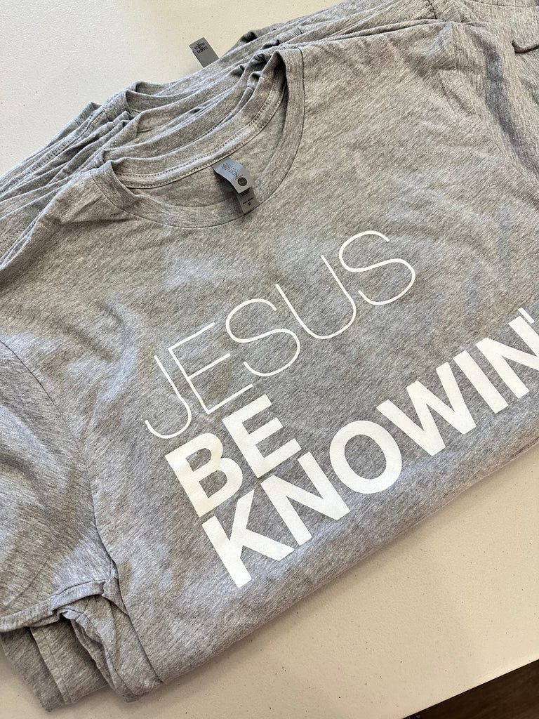 Jesus Be Knowin' | Heather Grey + White Tee