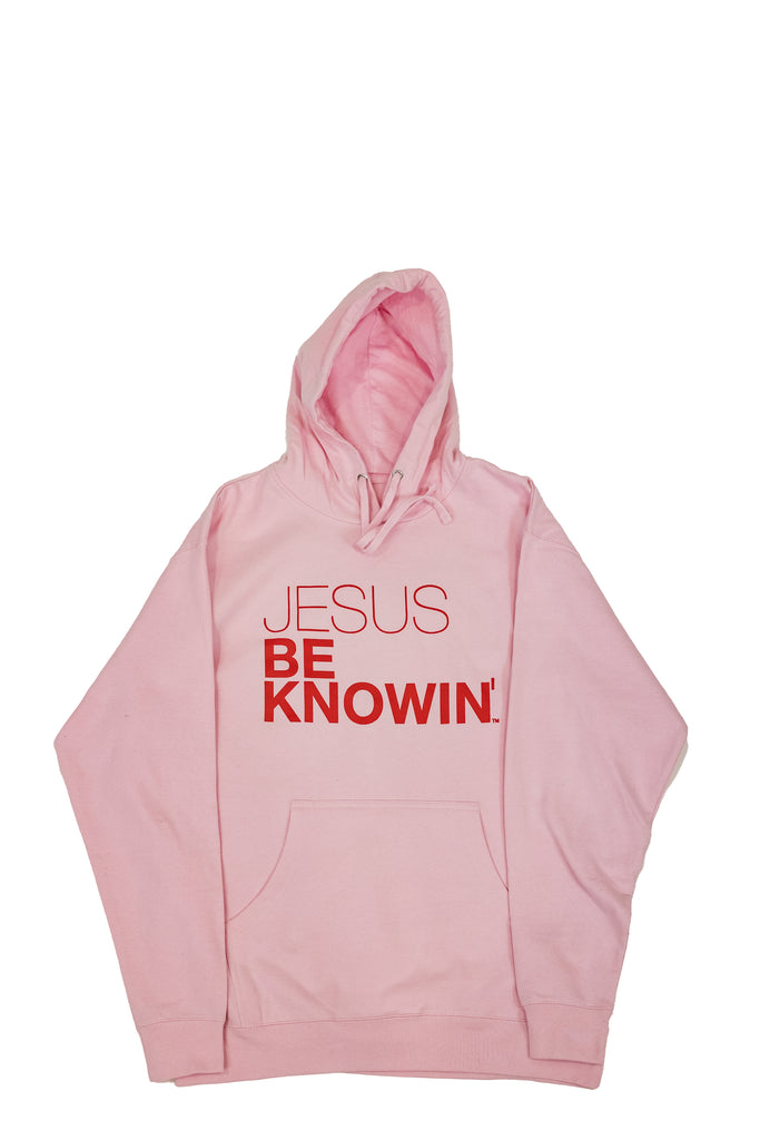 Jesus Be Knowin' | Soft Pink + Red Print Hoodie