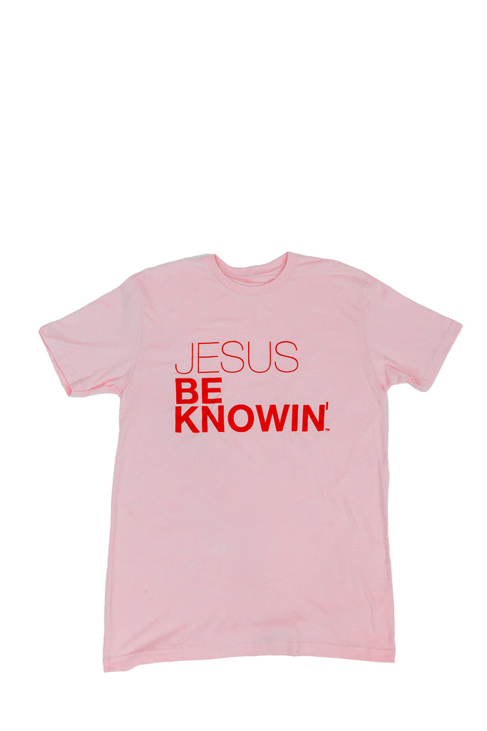 Jesus Be Knowin' | Soft Pink + Red Print Tee