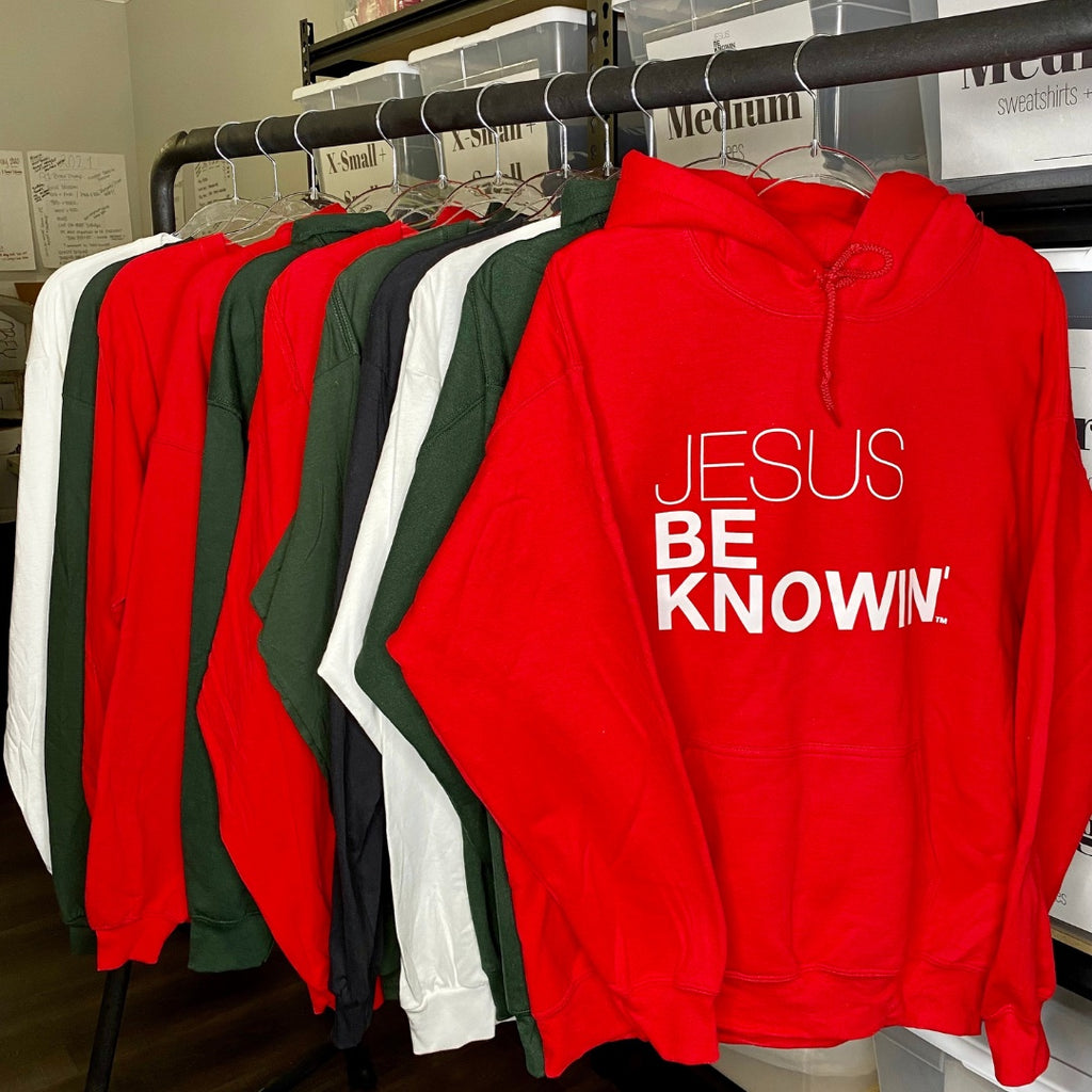 Jesus Be Knowin' | Holiday Red + White Hoodie